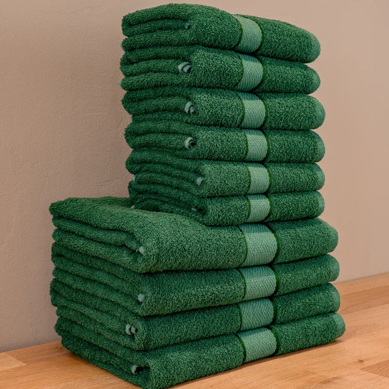 MegaPack - Set 10 Prosoape din Bumbac 100%, Verzi, - 6 pentru Față si Mâini 50x90cm + 4 pentru Corp 70x140cm - 6xPRSM_I032_4xPRSL_I032