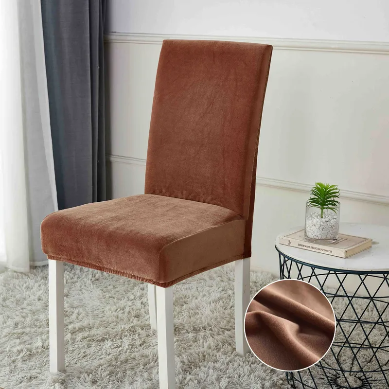 Set 5+1 GRATIS Huse de Scaun Universale din Catifea  - Maro - HS60062