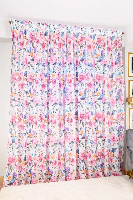 Perdea din Matase Pink Roses - PERD181_PLC
