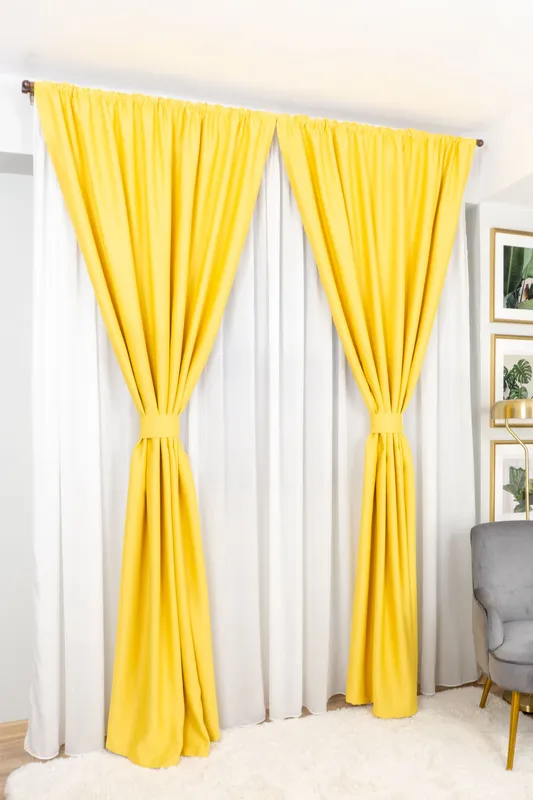 Set Azaleea - Perdea Alba Voal  PERD007_300x245_D1_20_ATL si Draperii din In Galben - DIN004A_100X245_B2_02_ATL cu Rejansa Set_ATL