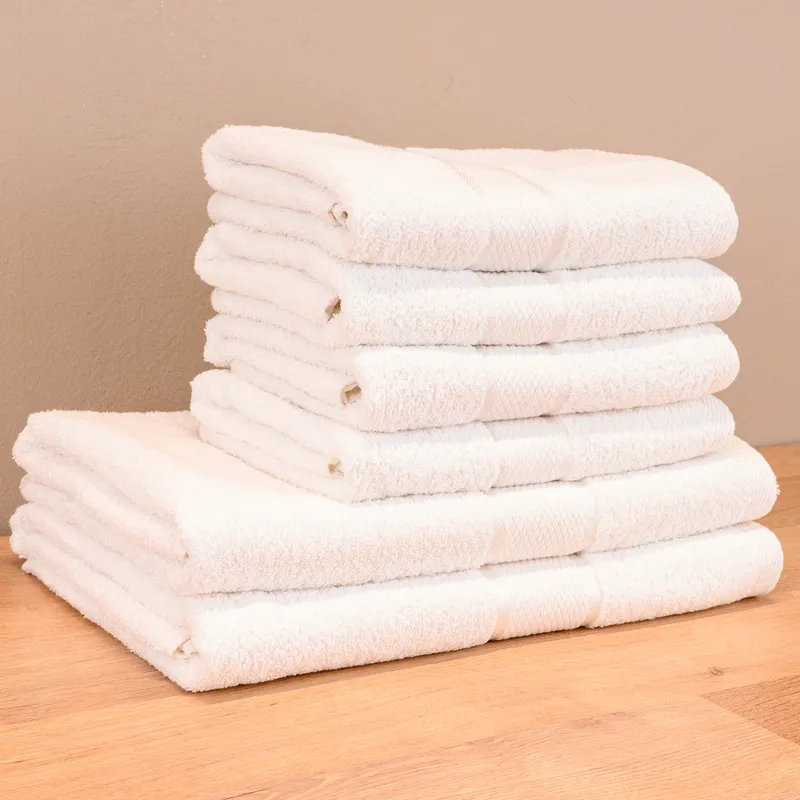 FamilyPack - Set 6 Prosoape Alb Imaculat din Bumbac 100% - 4 pentru Față si Mâini 50x90cm + 2 pentru Corp 70x140cm - 4xPRSM001_2xPRSL001