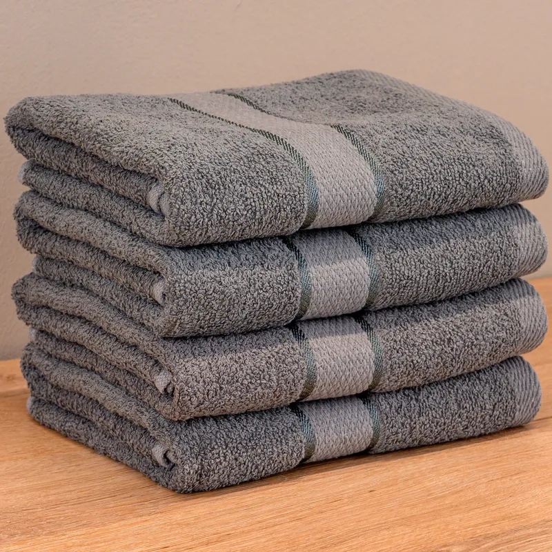 Set Prosoape 3+1 GRATIS - Gri Deschis, Bumbac 100%, Medii - 50x90 cm. Ideale pentru Față și Mâini, Uscare Rapidă și Textură Pufoasă - 420g/mp - PRSM011