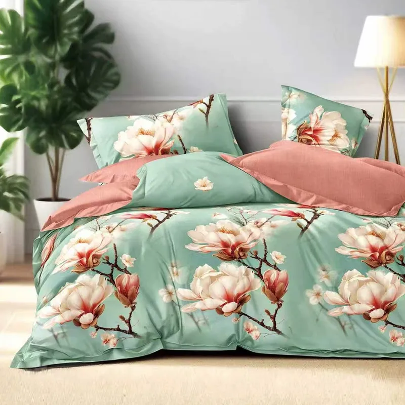 Lenjerie Finet 6 Piese - Verde cu Magnolii - LFS_B139