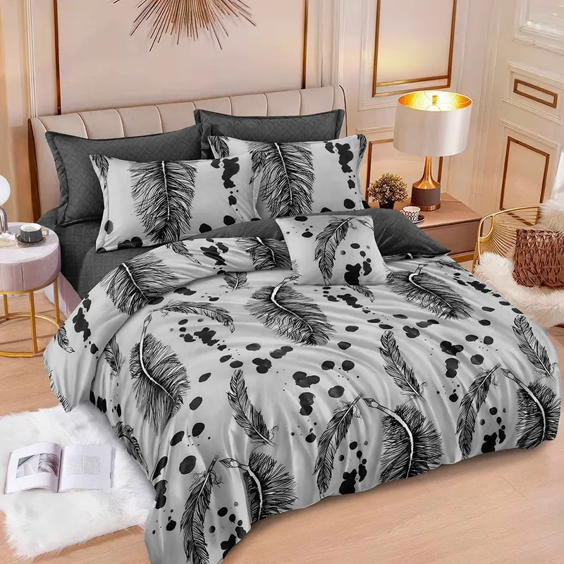 Lenjerie 6 Piese Bumbac Finet 3D/5D - Artă Monocromă - LFDN_A036D