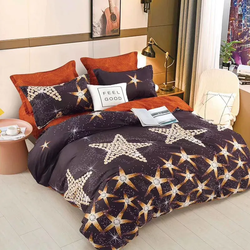 Lenjerie Bumbac Satinat cu Elastic 4 Piese - Maro Big Star - LBDEP_H008