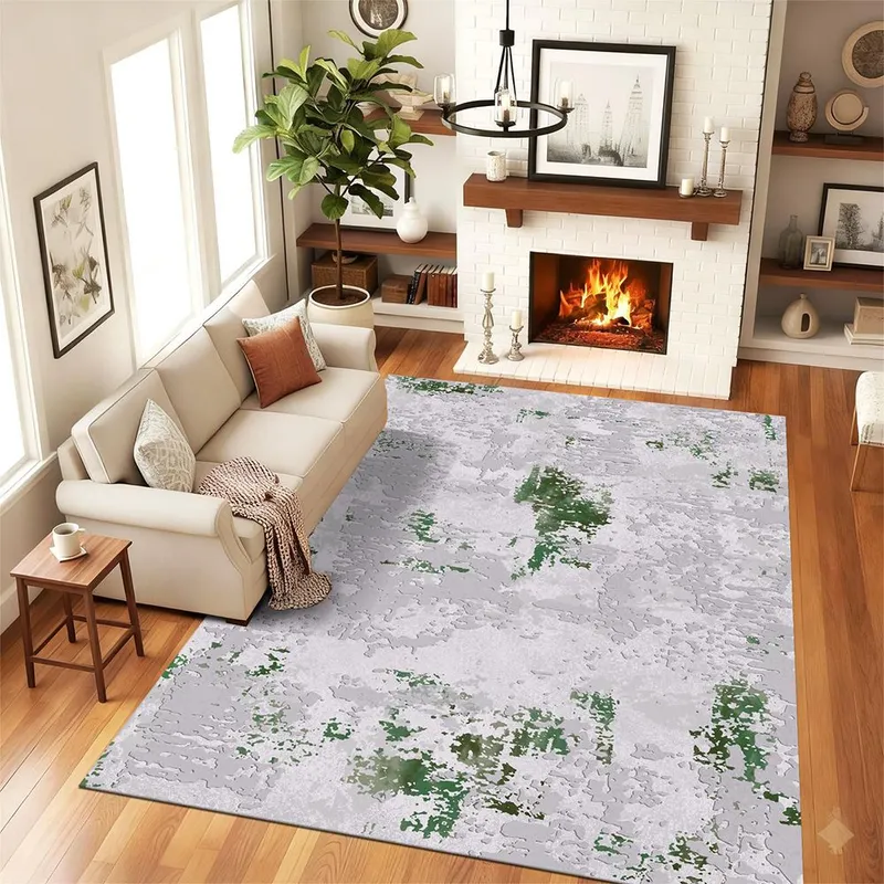 Covor Antiderapant pentru Dormitor 120x180 cm - Abstract Smarald - CVHD096_120x180_CVH