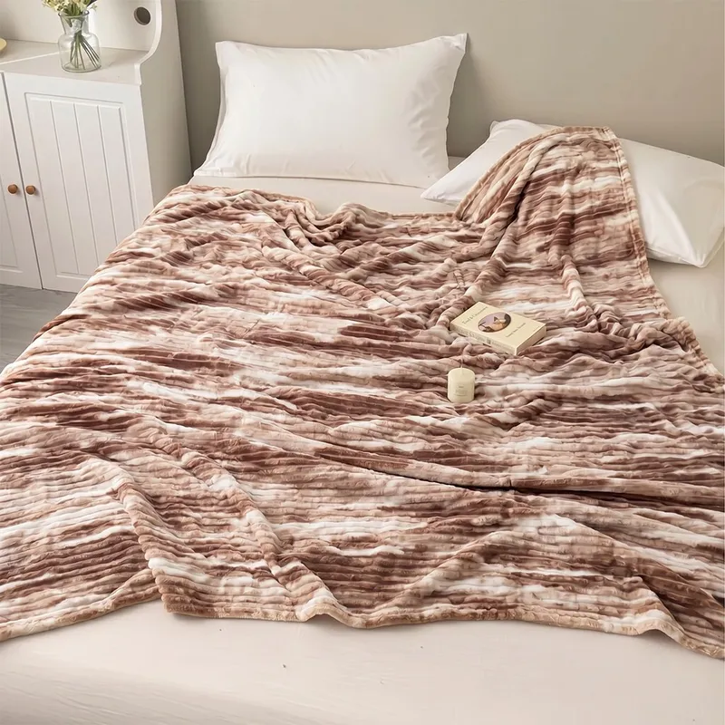 Patura Super Pufoasa 200x230cm - Maro Deschis Degrade - PCCM_T108