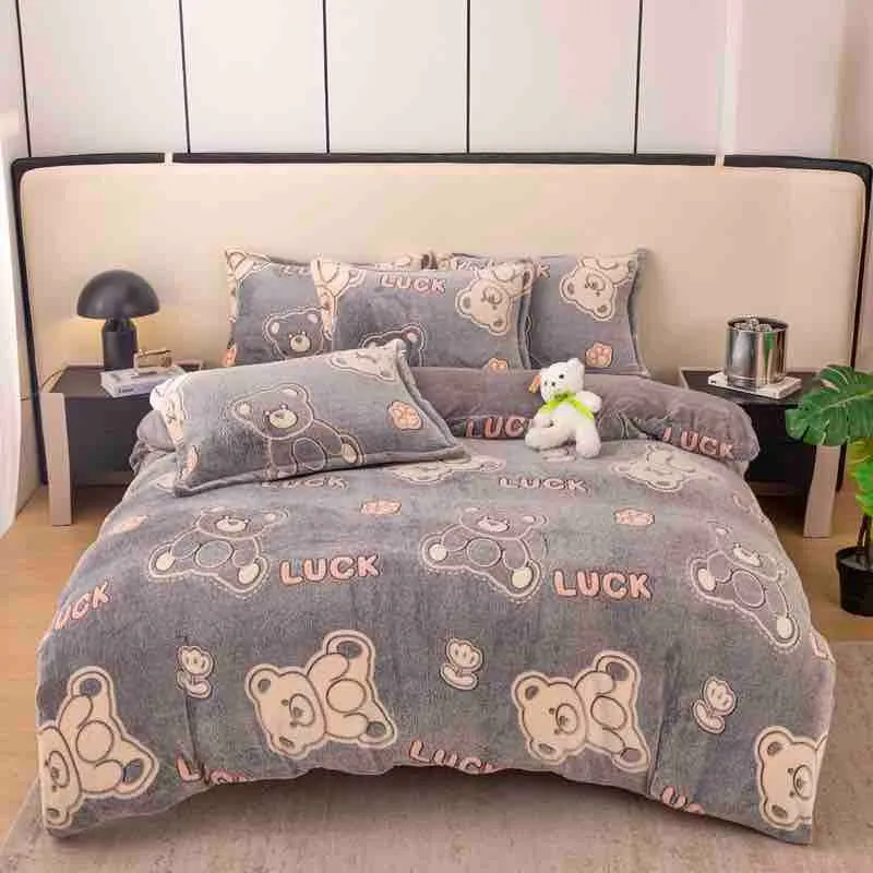 Lenjerie Cocolino 90/120x200cm - 4 Piese - Gri Luck - CBOSG4J_N098