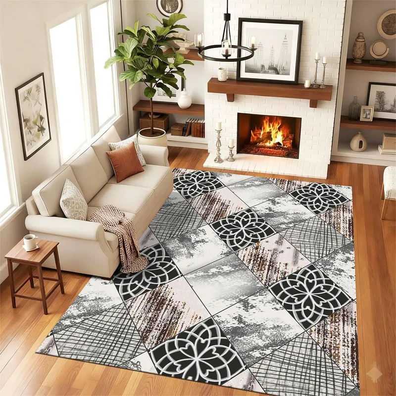 Covor Antiderapant pentru Dormitor 150x230 cm - Mozaic Geometric - CVHD093_150x230_CVH