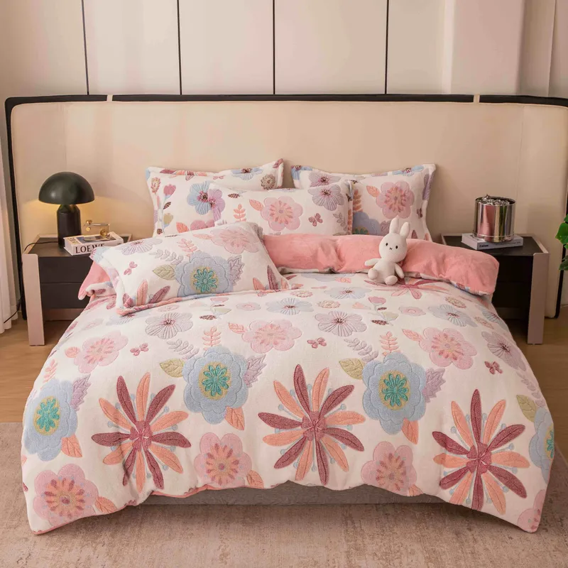 Lenjerie Cocolino 90/120x200cm - 4 Piese - Floricele Roz - CBOSG4J_N101