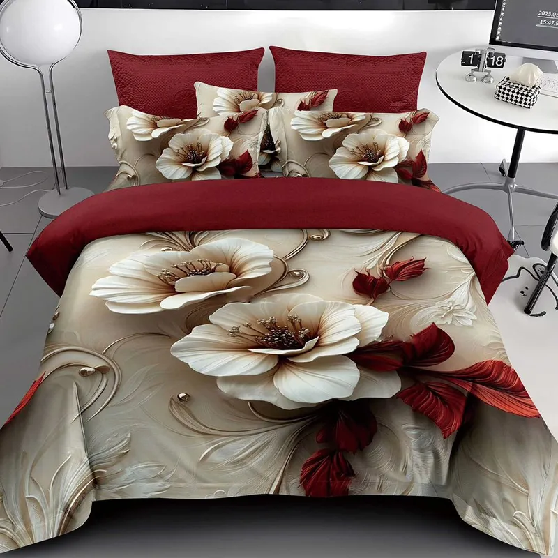 Lenjerie 6 Piese Bumbac Finet 5D - Brocad Regal - LFDS_A148D