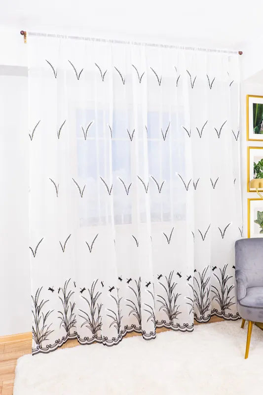 Set 2 Perdele din In Valeria Negru Regal 100x245cm cu Rejansa - PERD097D_100x245_ATL