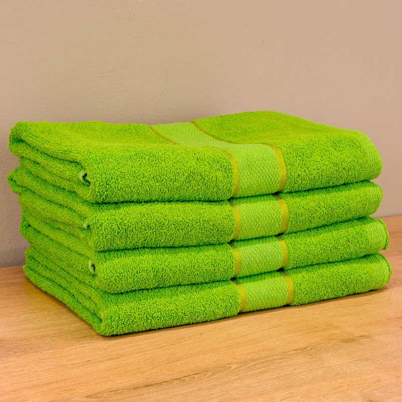 Set Prosoape 3+1 GRATIS - Verde Lime, Bumbac 100%, Mari - 70x140 cm. Pentru Corp, Uscare Rapidă și Textură Pufoasă - 420g/mp - PRSL016
