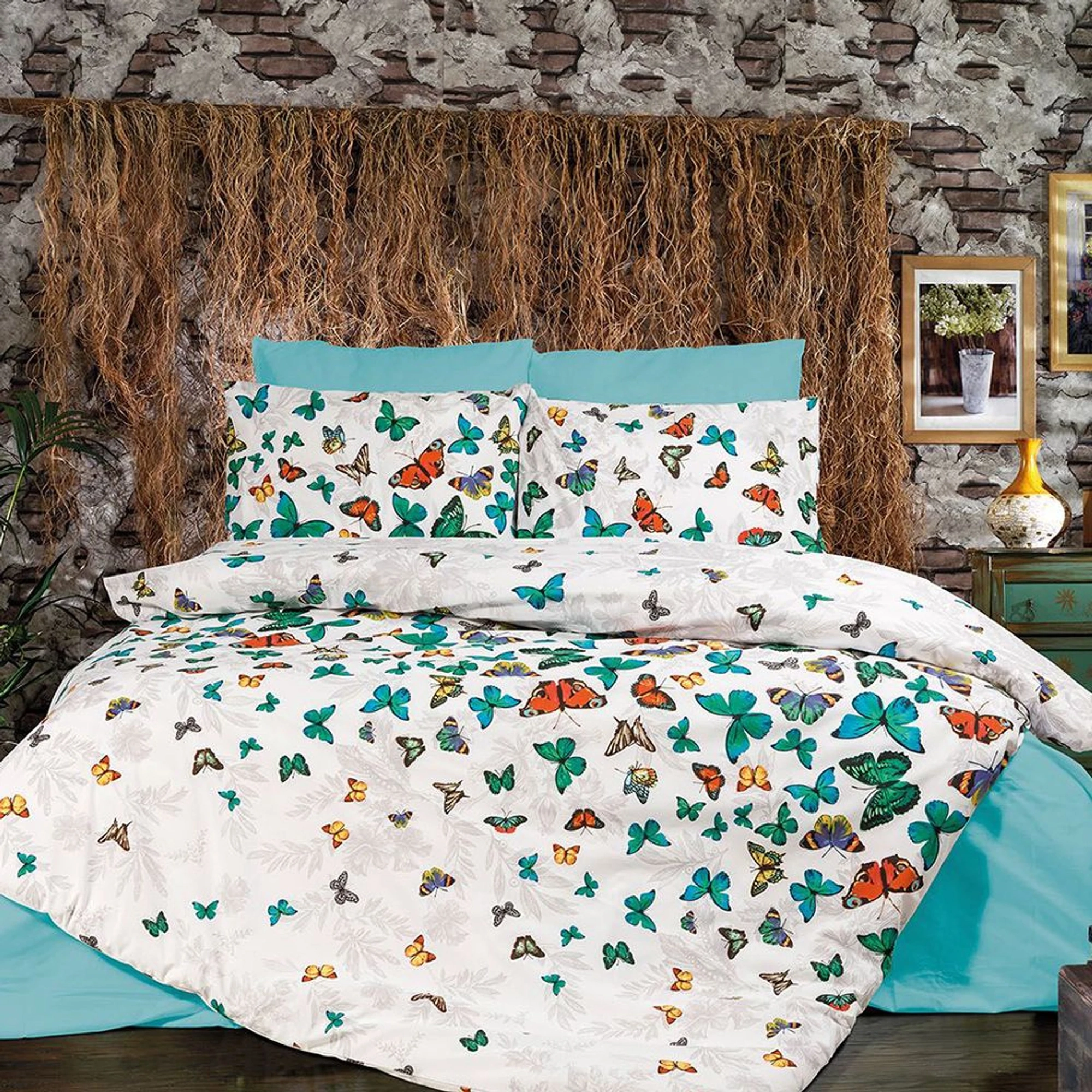 Lenjerie Bumbac 100% 4 Piese - Fluturi Multicolori - LBUR_C036