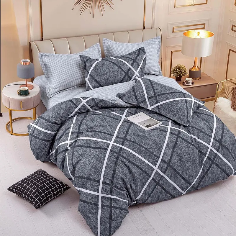 Lenjerie Bumbac Finet 6 Piese - Gri Geometric - LFJ_B001B