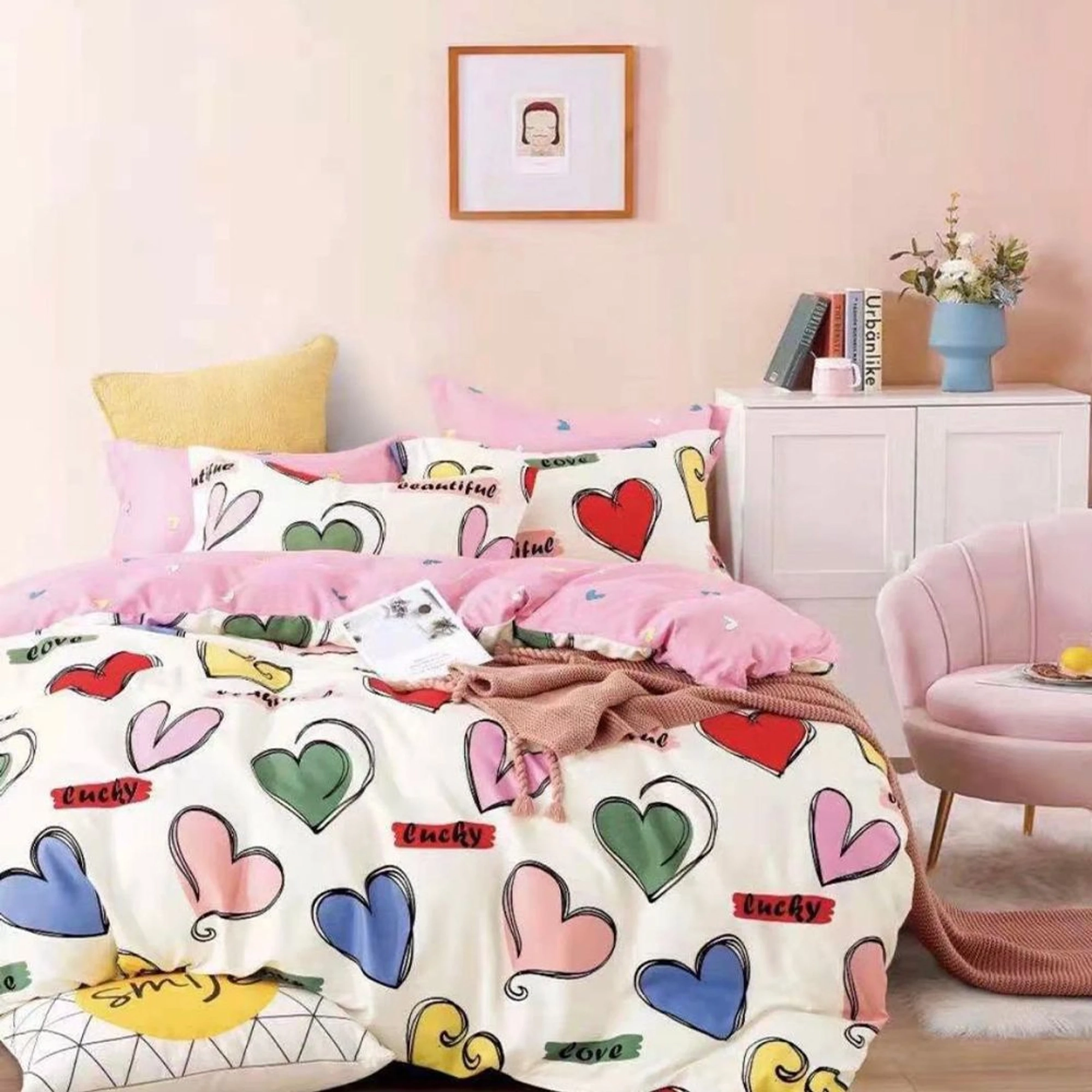 Lenjerie pentru Copii - Inimioare Colorate Bumbac Finet 4 Piese -  LFSGS_E158
