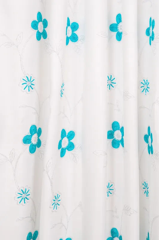 Draperie Brodata Flori pe Panza Turcoaz - BOTD021E_PLC