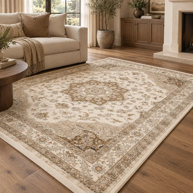 Covor Living Crem Regal, Oriental, Crem - Bej, 160x230 cm, Polipropilena - T049