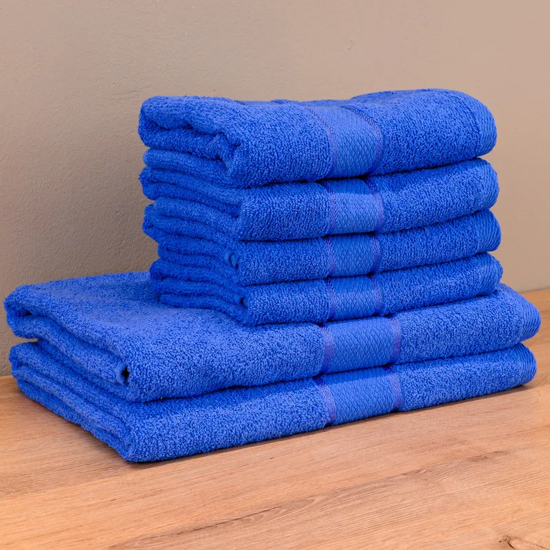FamilyPack - Set 6 Prosoape Albastru Regal din Bumbac 100% - 4 pentru Față si Mâini 50x90cm + 2 pentru Corp 70x140cm - 4xPRSM010_2xPRSL010