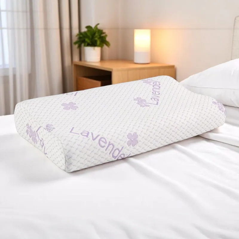 Pernă din Spumă cu Memorie, cu Săculeți de Lavandă, Suport Cervical, Efect Natural de Relaxare, Husă Hypo-Alergică, 40x60cm - PP0026
