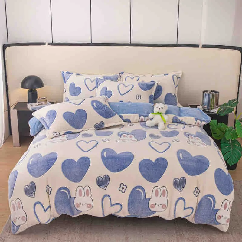 Lenjerie Cocolino 90/120x200cm - 4 Piese - Inimioare Albastre - CBOSG4J_N100