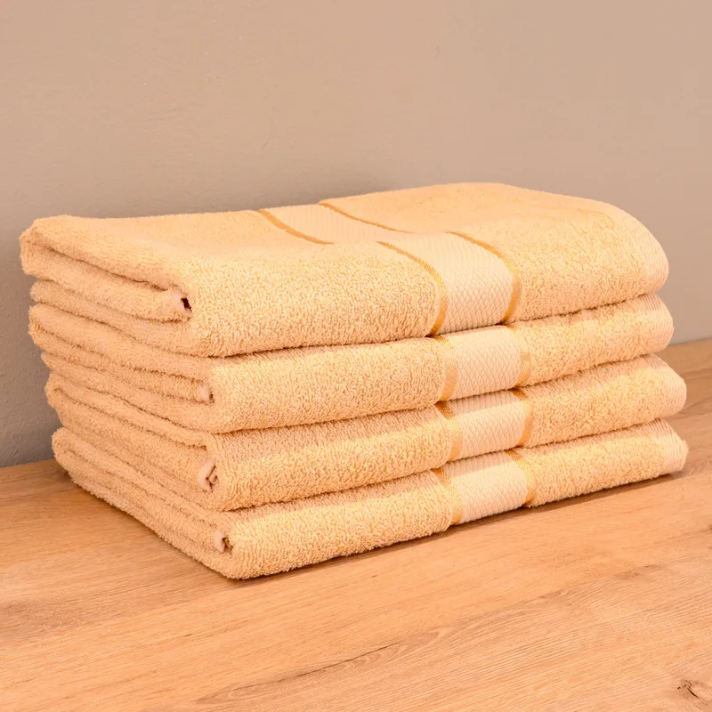 Set Prosoape 3+1 GRATIS - Cappuccino Deschis, Bumbac 100%, Mari - 70x140 cm. Pentru Corp, Uscare Rapidă și Textură Pufoasă - 420g/mp - PRSL005