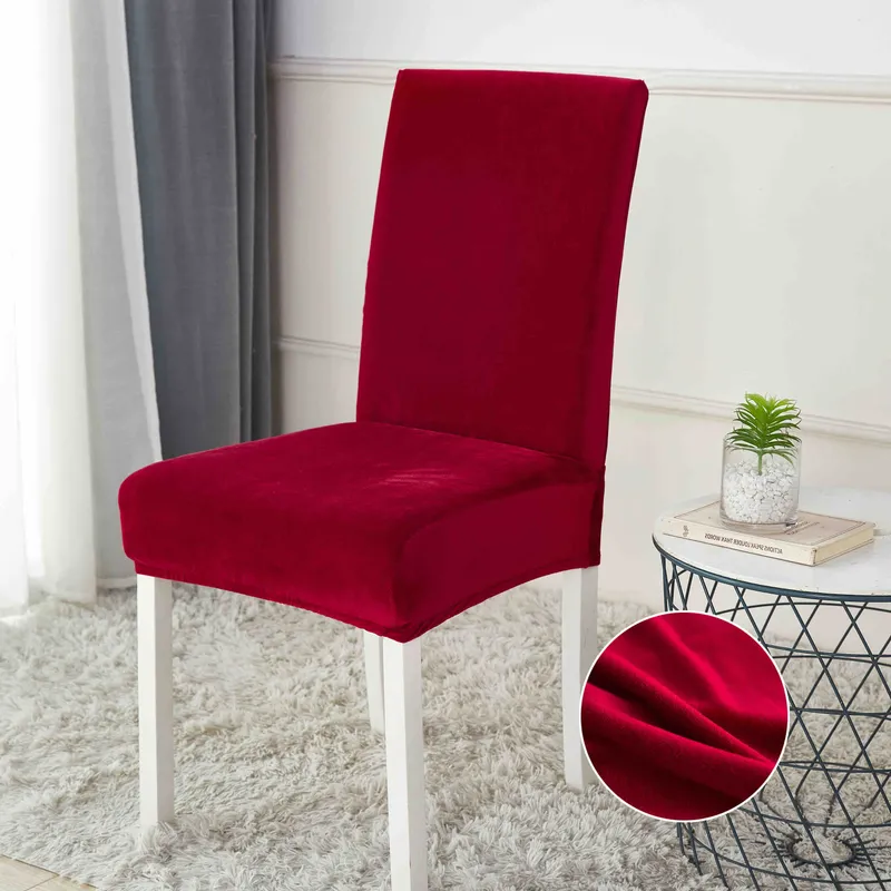 Set 5+1 GRATIS Huse de Scaun Universale din Catifea  - Rosie - HS60068