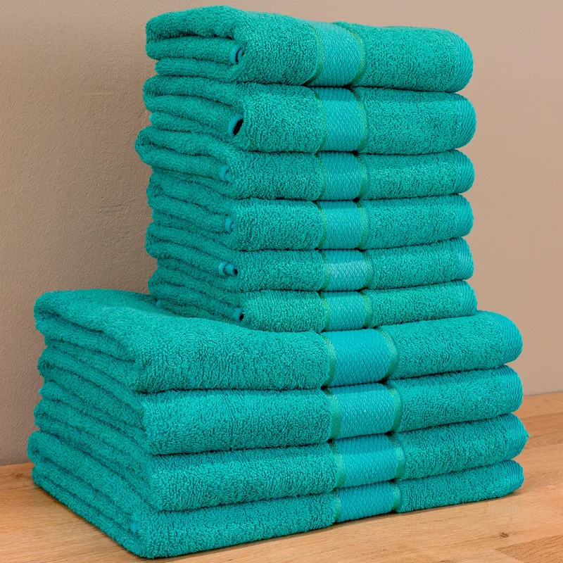 MegaPack - Set 10 Prosoape Verde Marin - Bumbac 100% - 6 pentru Față si Mâini 50x90cm + 4 pentru Corp 70x140cm - 6xPRSM002_4xPRSL002