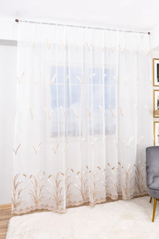Set 2 Perdele din In Valeria Cappuccino 100x245cm cu Rejansa - PERD095B_100x245_ATL