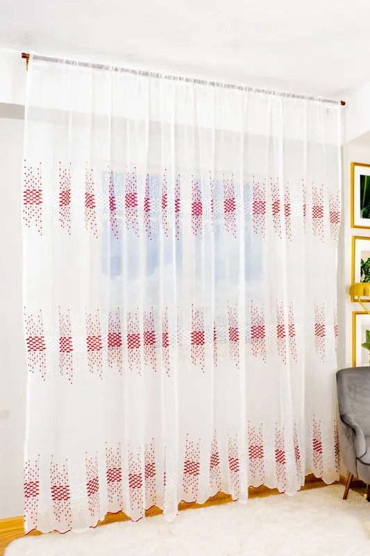 Perdea din In Ritm Visiniu cu Alb - PERD073D_PLC