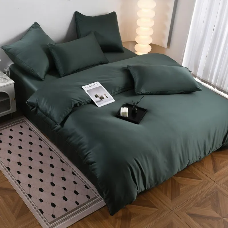 Lenjerie Premium 6 Piese din Matase - Verde Smarald - LPMN_B028D