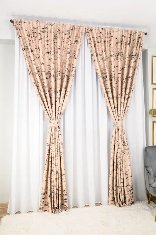 Set Jersey - Perdea din Matase Alba si Draperie Find Gold White Latte