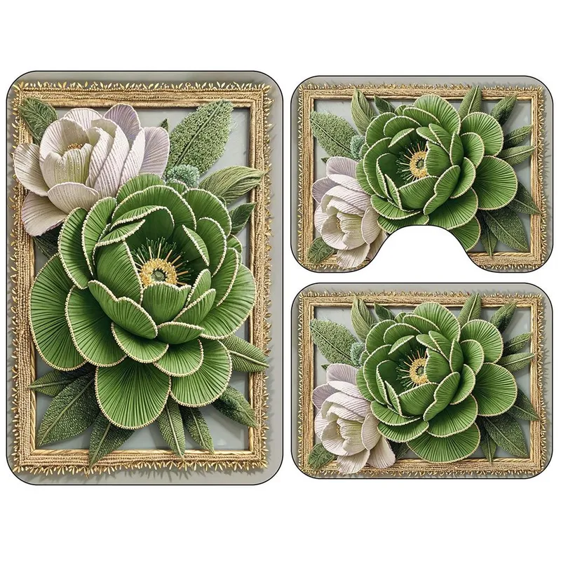 Set 3 Covorase de Baie - Nuferi 3D - CVHB136