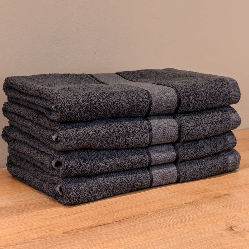 Set Prosoape 3+1 GRATIS - Gri Inchis, Bumbac 100%, Mari - 70x140 cm. Pentru Corp, Uscare Rapidă și Textură Pufoasă - 420g/mp - PRSL008