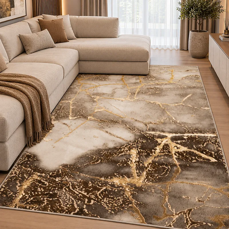 Covor Living Marble Regal, Modern, Maro - Auriu, 160x230 cm, Polipropilena - T046
