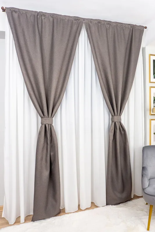 Set Rania - Perdea Alba Voal PERD007_300x245_D1_20_ATL si Draperii din In Gri Inchis - DIN022A_100X245_A1_14_ATL cu Rejansa Set_ATL