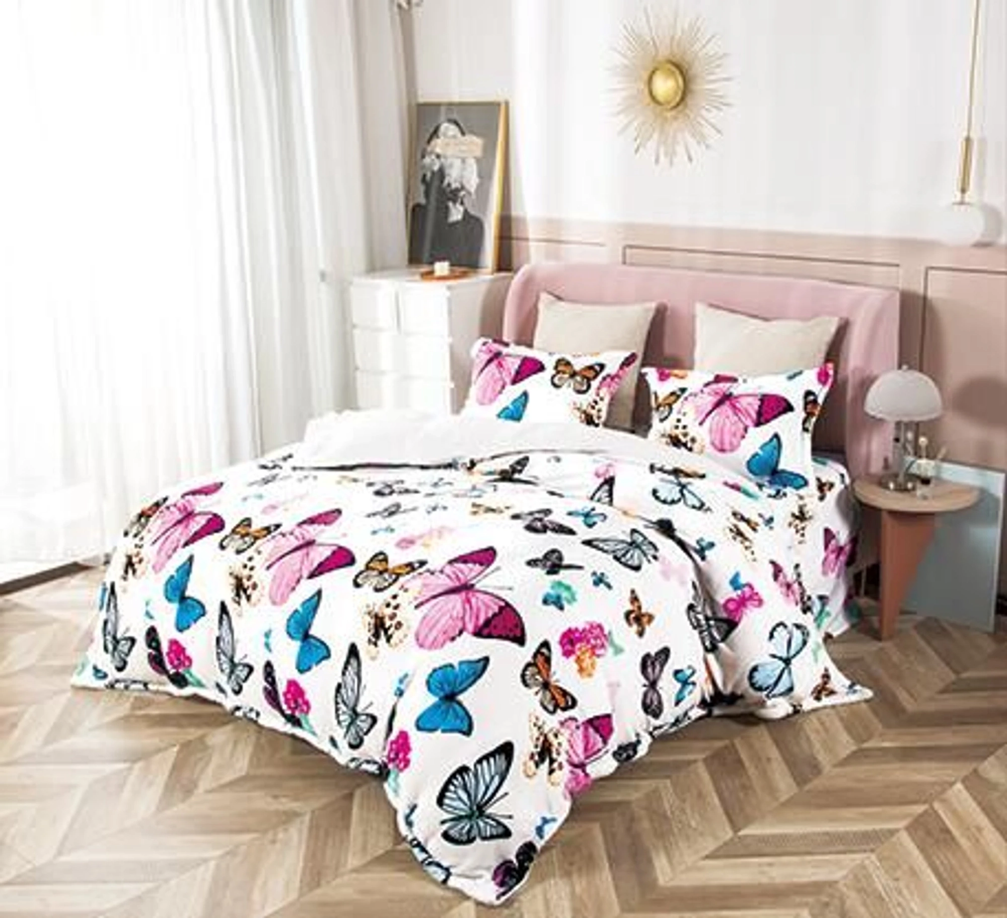 Lenjerie Cocolino 4 Piese cu Blanita Fluturi Colorati - CCOB4M0079
