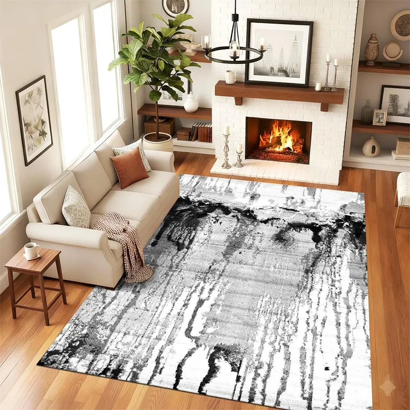 Covor Antiderapant pentru Dormitor 120x180 cm - Gri Lacrimi de Inger - CVHD095_120x180_CVH