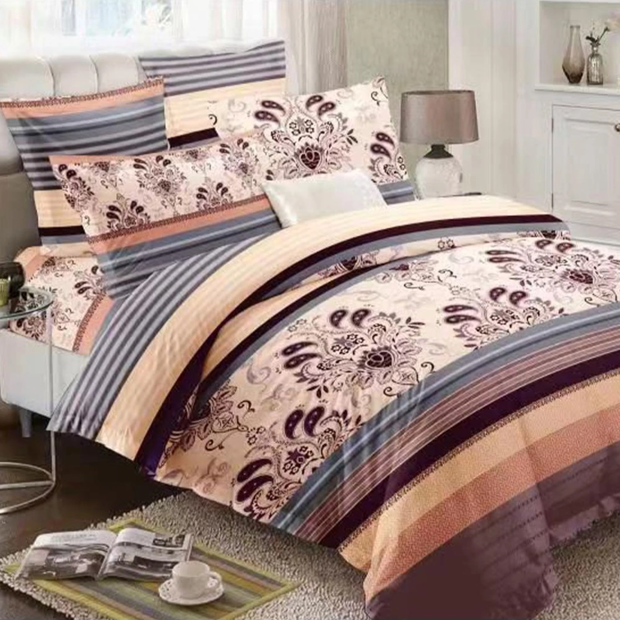 Lenjerie din Finet 90/120x200 - 4 Piese - Dungi Colorate - LFSGS_E036