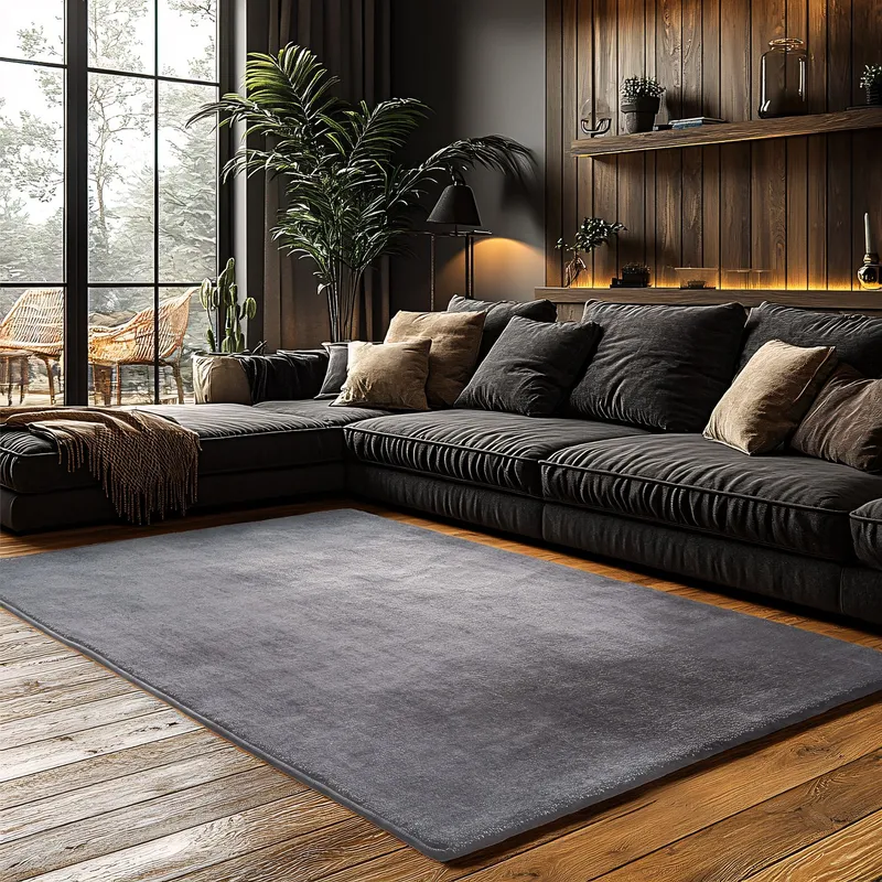 Covor Pufos Gri Antracit  Zen – Happy Touch - Puf Modern - 200x300 cm - CVHP004_200x300_CVH