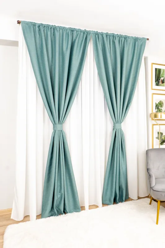 Set Edena - Perdea Alba Voal PERD007_300x245_D1_20_ATL si Draperii din In Verde Petrol Deschis - BOTDA546_100X245_A2_04_ATL cu Rejansa Set_ATL
