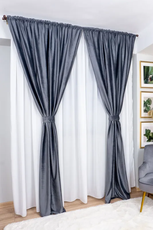 Set 2 Draperii din Catifea Gri 100x245cm cu Rejansa - CTFDA511_100x245_ATL_EMG