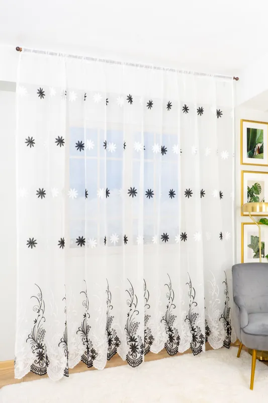 Set 2 Perdele din In Mira Negru Regal 100x245cm cu Rejansa - PERD0134_100X245_ATL