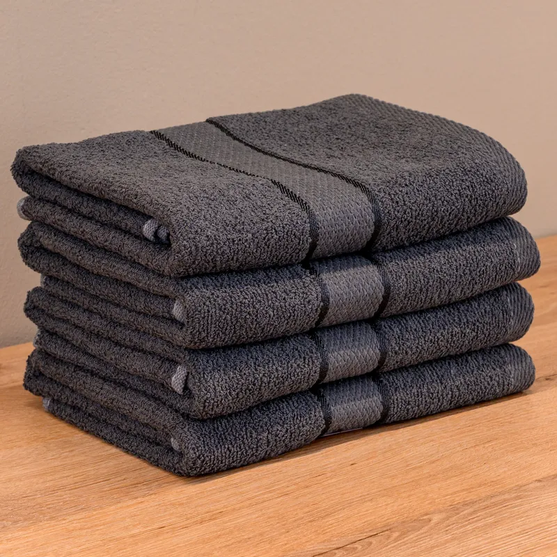 Set Prosoape 3+1 GRATIS - Gri Inchis, Bumbac 100%, Medii - 50x90 cm. Ideale pentru Față și Mâini, Uscare Rapidă și Textură Pufoasă - 420g/mp - PRSM008