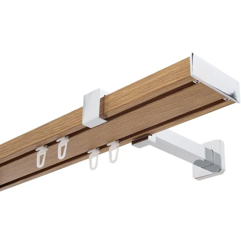 Galerie Perdea Dubla din Aluminiu Premium - Stejar Deschis - 240 cm - APDGP003_240_APDGP