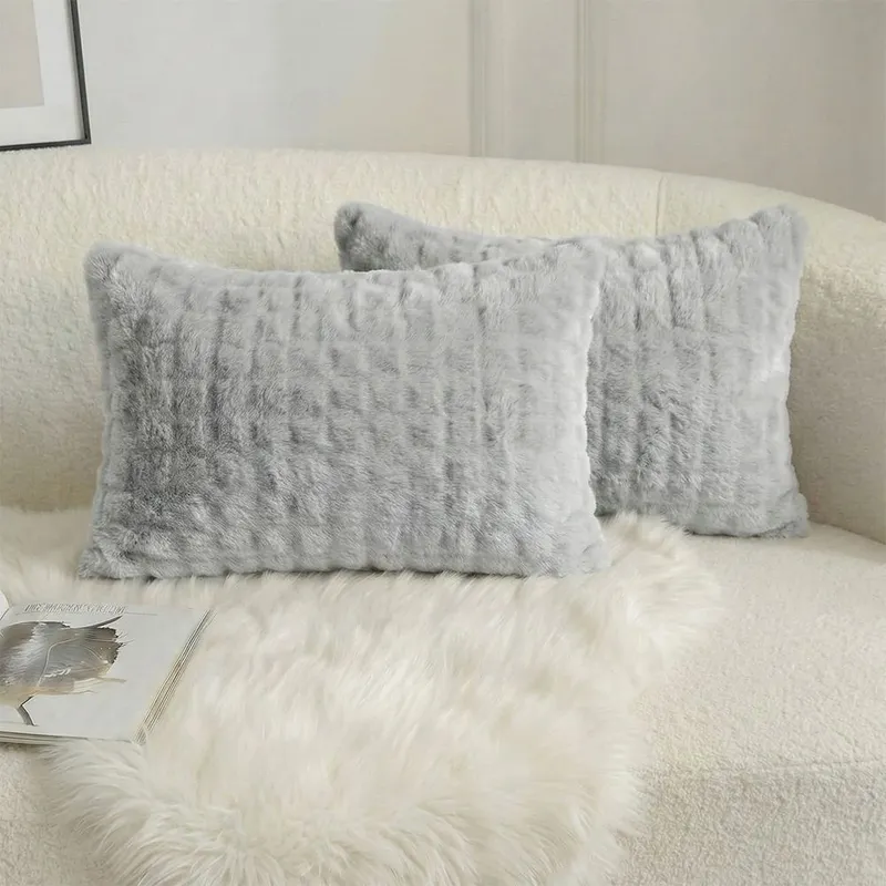 Set 2 Fete de Perna Super Pufoase 50x70cm din Cocolino - Gri Deschis - PD_O051-1