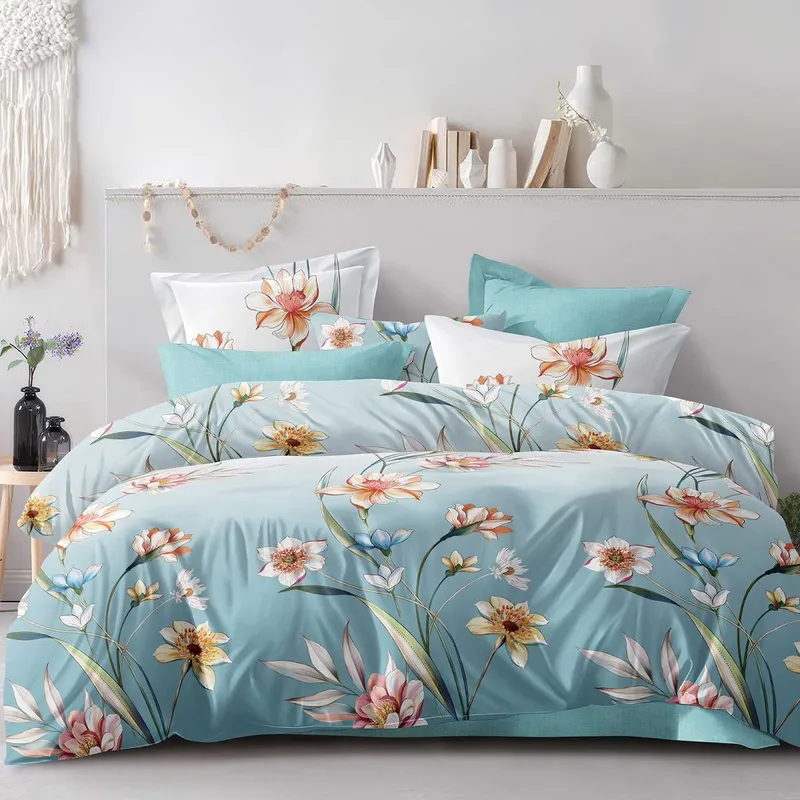 Lenjerie Finet 6 Piese - Bleu cu Flori - LFS_C154