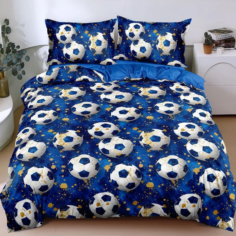 Lenjerie Bumbac Satinat 4 Piese - Blue Champion - LBDP_H012D