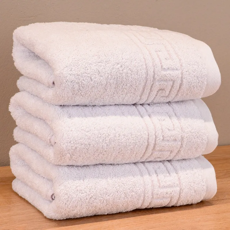 Set 3 Prosoape de Față și Mâini Atena din Bumbac 100%, Albe, 50x90 cm, Bumbac 100%, Greek Border, 600g/mp - 3xPRSAM_I041
