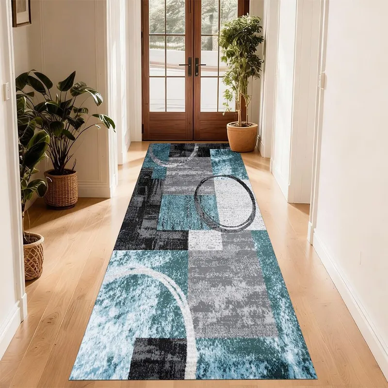 Traversa 80x150 cm, Antiderapanta - Geometric Turcoaz - CVHT117_80x150_CVH
